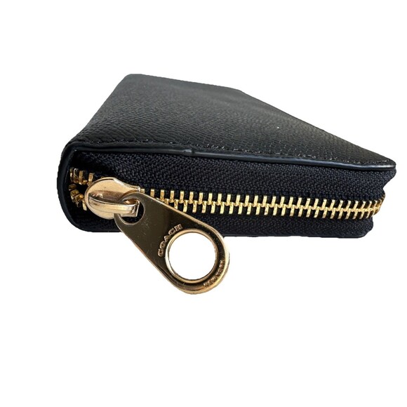 Coach Pebble Leather Zip Around Black Large Wallet Logo - Picture 4 of 9